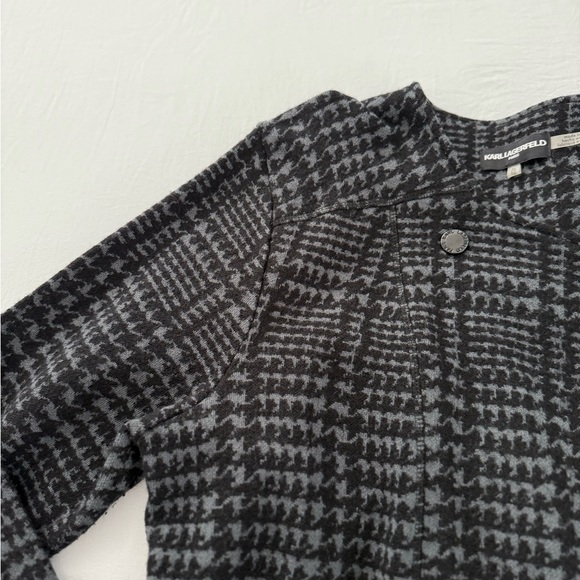 Karl Lagerfeld Women's Houndstooth Blazer - Black and Gray - Picture 4 of 15